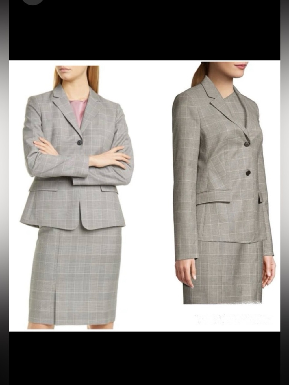 Hugo Boss Light Gray Glen Plaid Wool-Blend Blazer